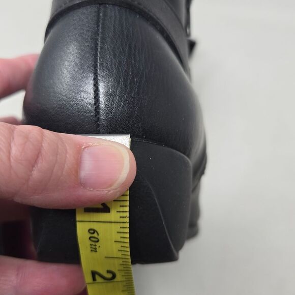 MEMPHISTO Stefania Low Wedge Bootie Black Leather Buckle Size 10 Comfort Boot - Picture 9 of 9